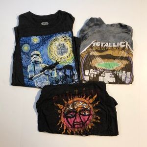 3 random band shirts bulk Metallica sublime Star Wars Starry Night men women
